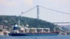 The Sierra Leone-flagged cargo ship Razoni sails in Istanbul's Bosphorus